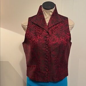 Vintage 1990’s  Red Brocade Women's Vest